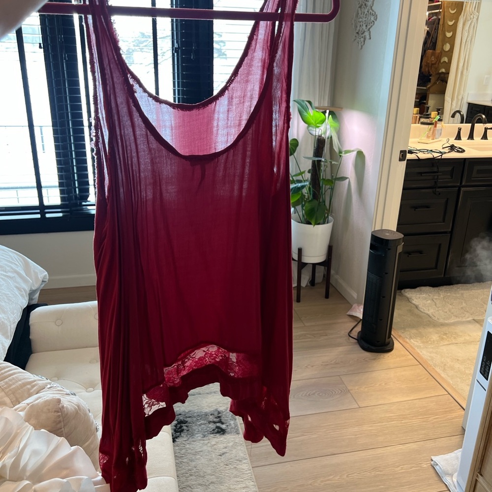 Free People Intimately red, semi sheer tank size L